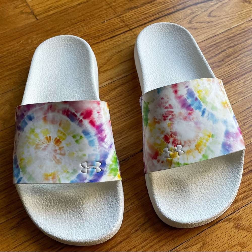Under Armor Rainbow Tie Dye Slides